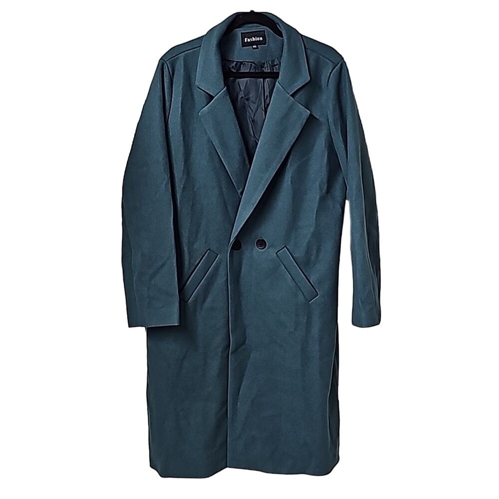 Fashion Green Wool Blend Mid Length Peacoat Womens Size XXL NEW